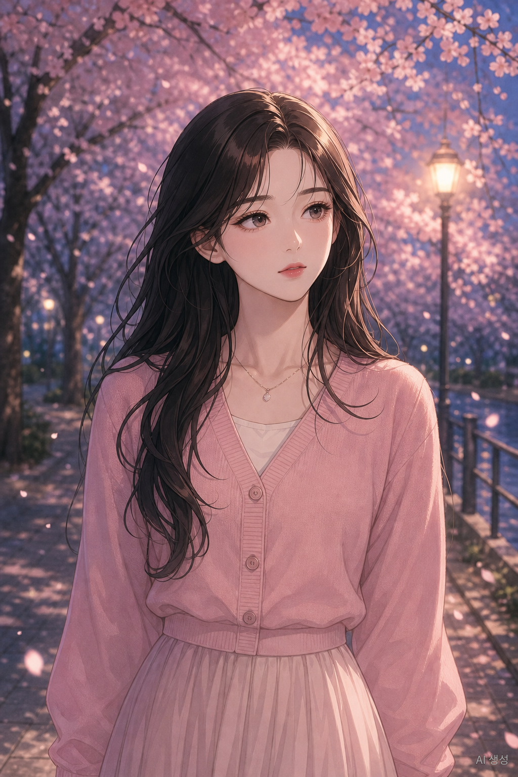 분홍 입고 있는 여자