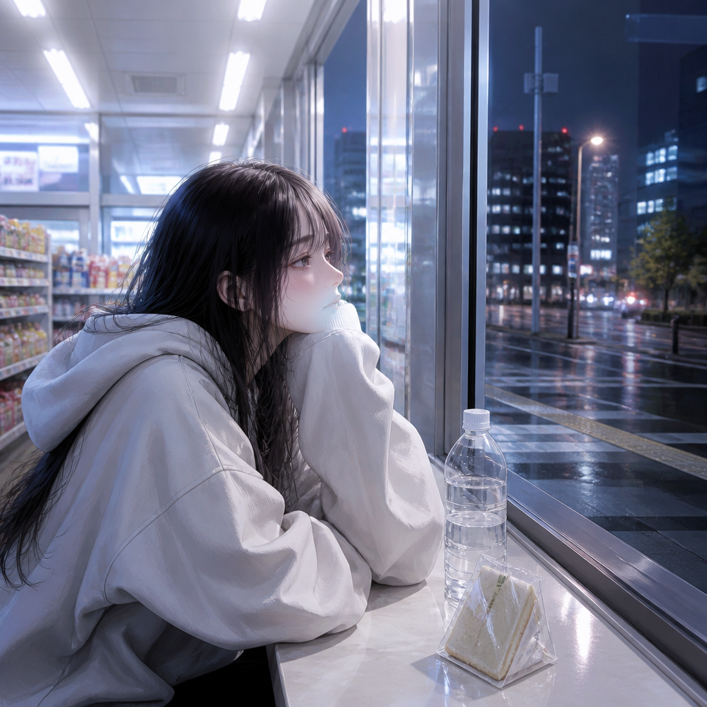 밤 편의점의 외로움