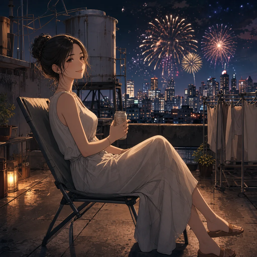 옥상, 불꽃, 두 캔의 맥주