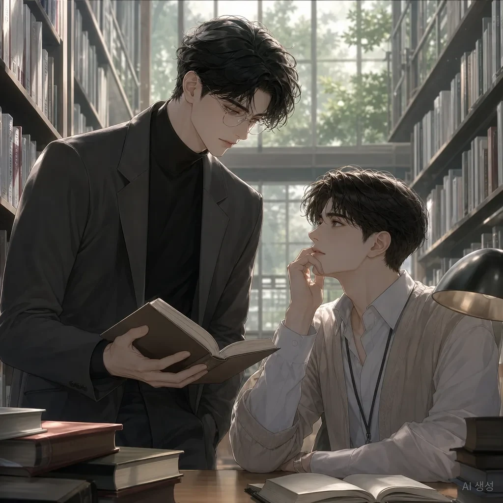 도서관 속 조용한 감정